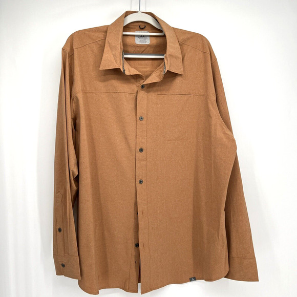 Ascend Shirt Mens XL Gold Bass Pro Fishing Long Sleeve Button Down Shirt Orange - Picture 1 of 7